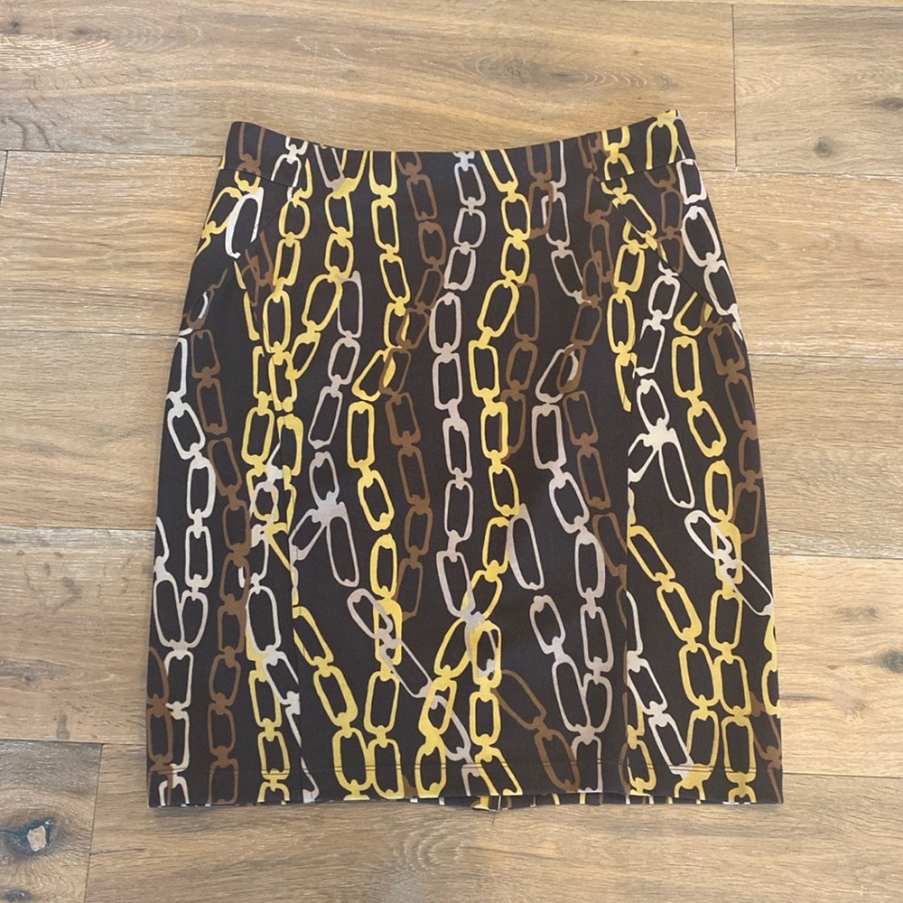 J. McLaughlin Brown Print Knit Skirt